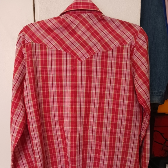 Champion Westerns Permenant Press Red Plaid Western Pearl Snap Womens Size 14 - Picture 10 of 12